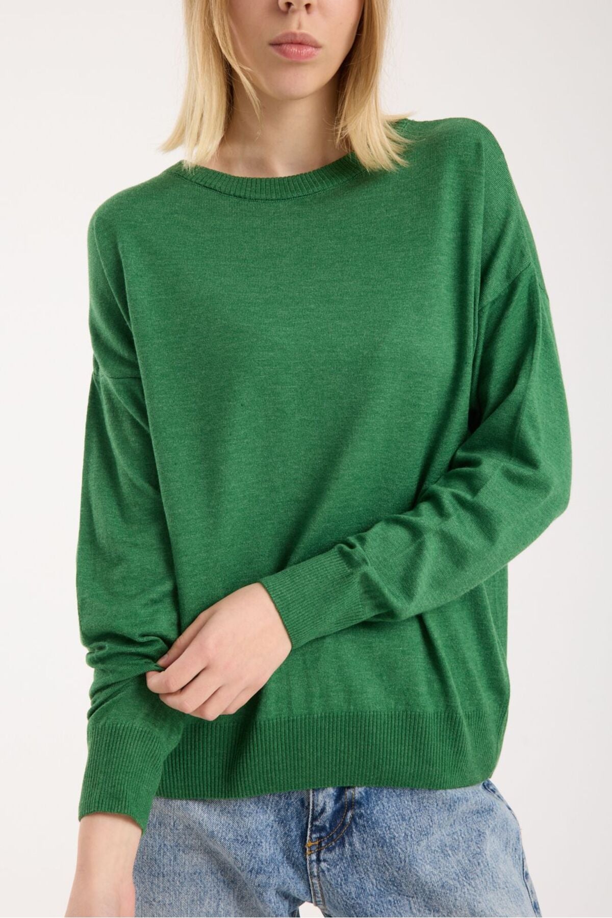 Kadın triko kazak yumuşak doku bisiklet yaka basic 3519