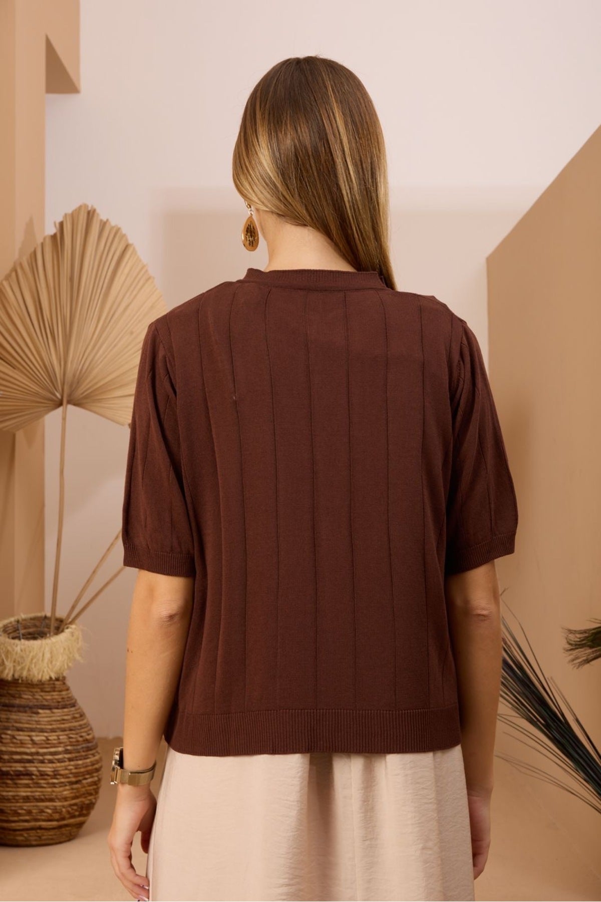 kadın triko hırka kısa kollu basic viskon tasarım trend moda 3426