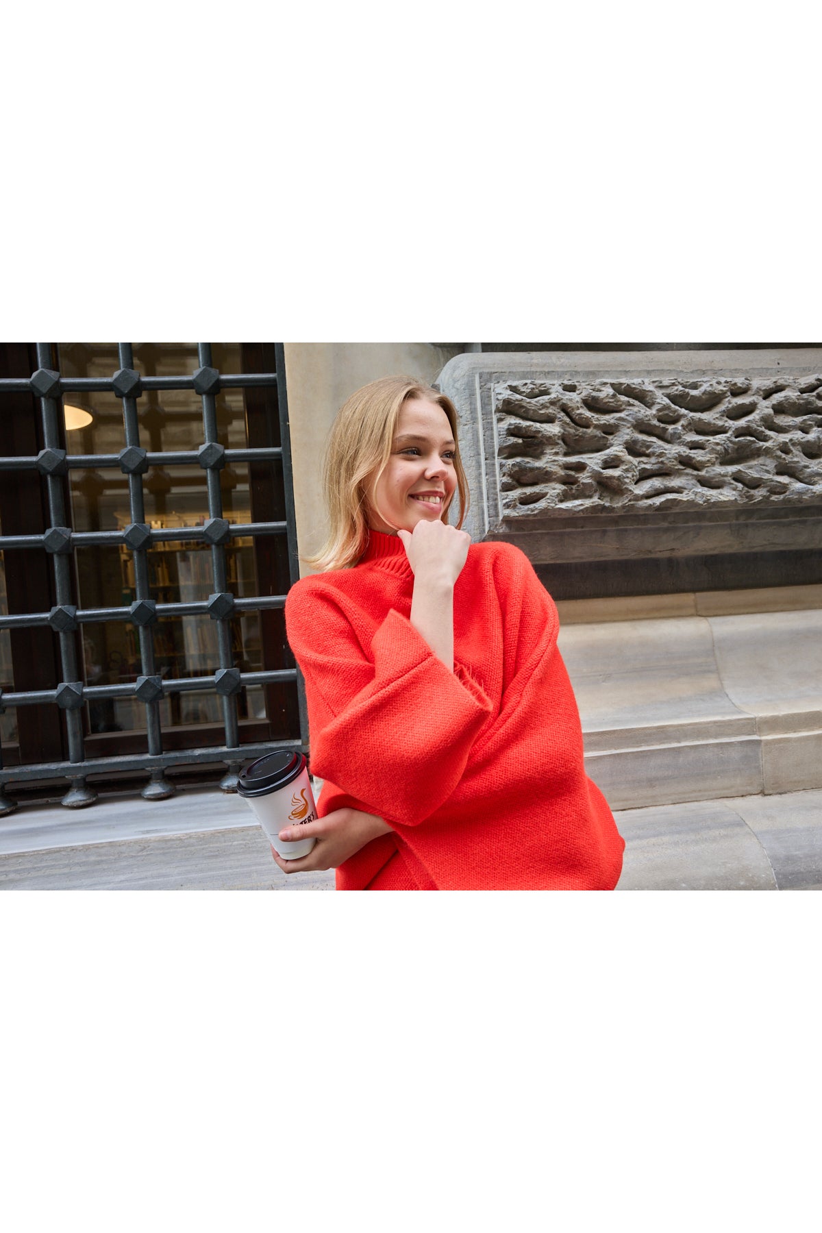 Yumoş ip pelerin dik yaka yarasa kol kadın kazak 6514