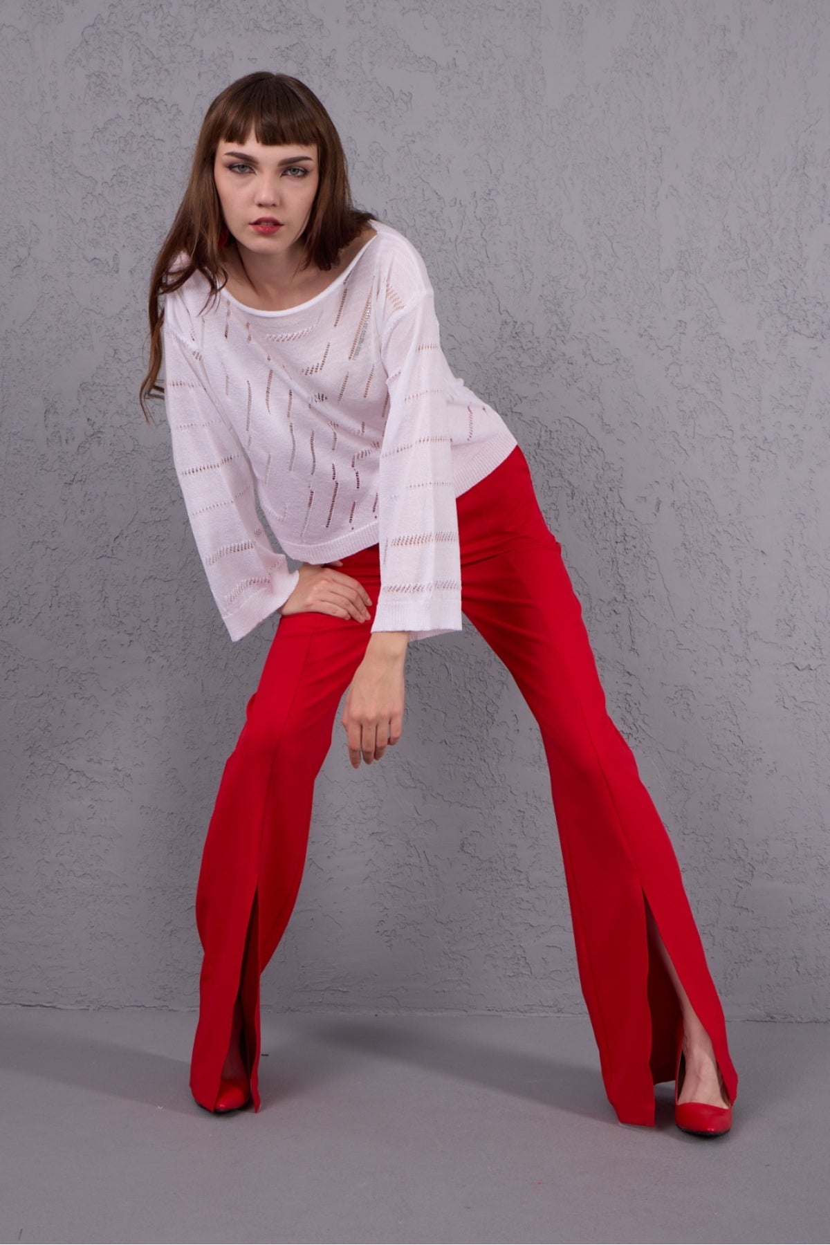 Kadın Triko Kazak Giyim Taşlı Kayık Yaka Tasarım Şık Yeni Yıl 3535