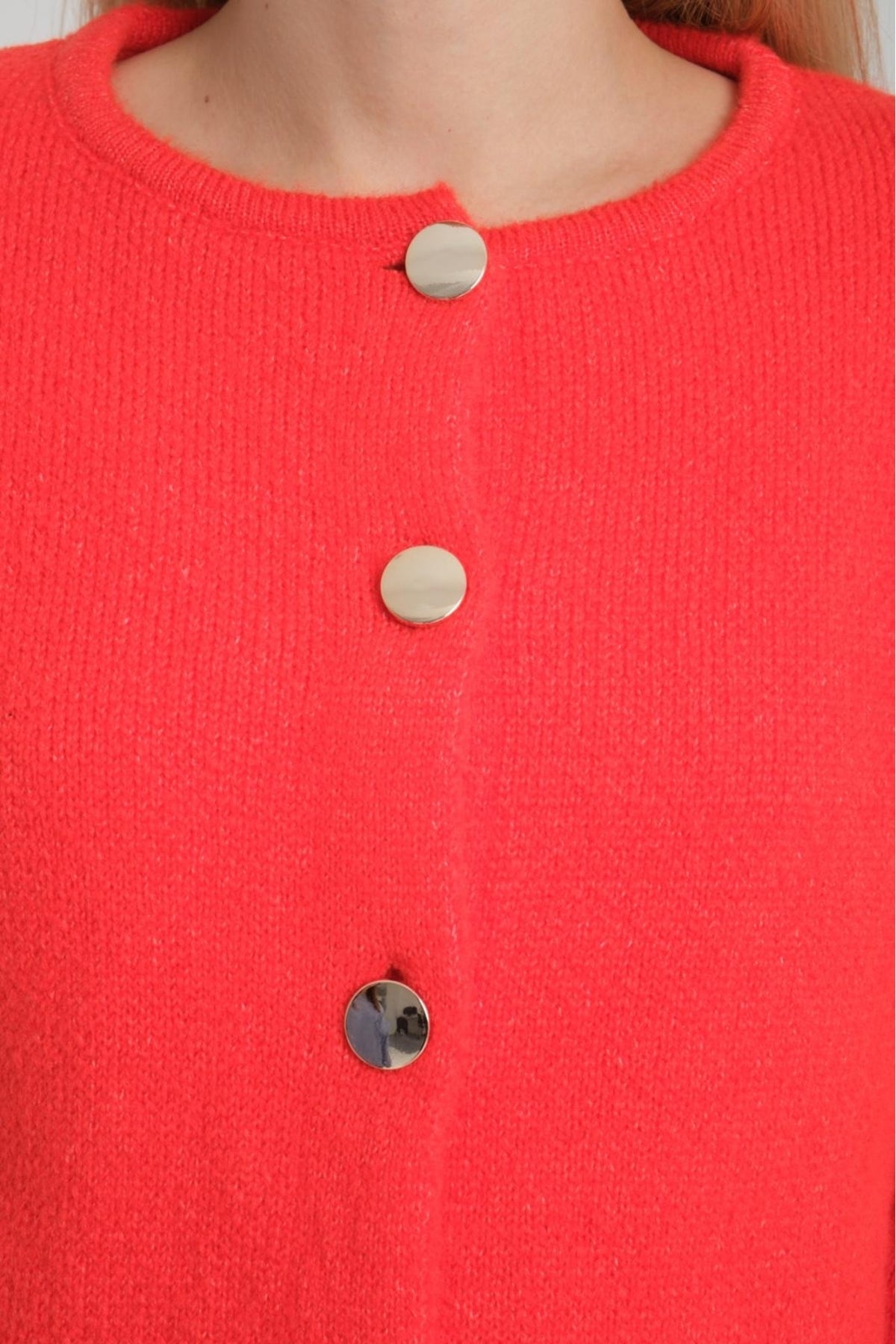 kadın triko hırka düğmeli uzunkol yumoş bisiklet yaka rahat kalıp hırka 3475