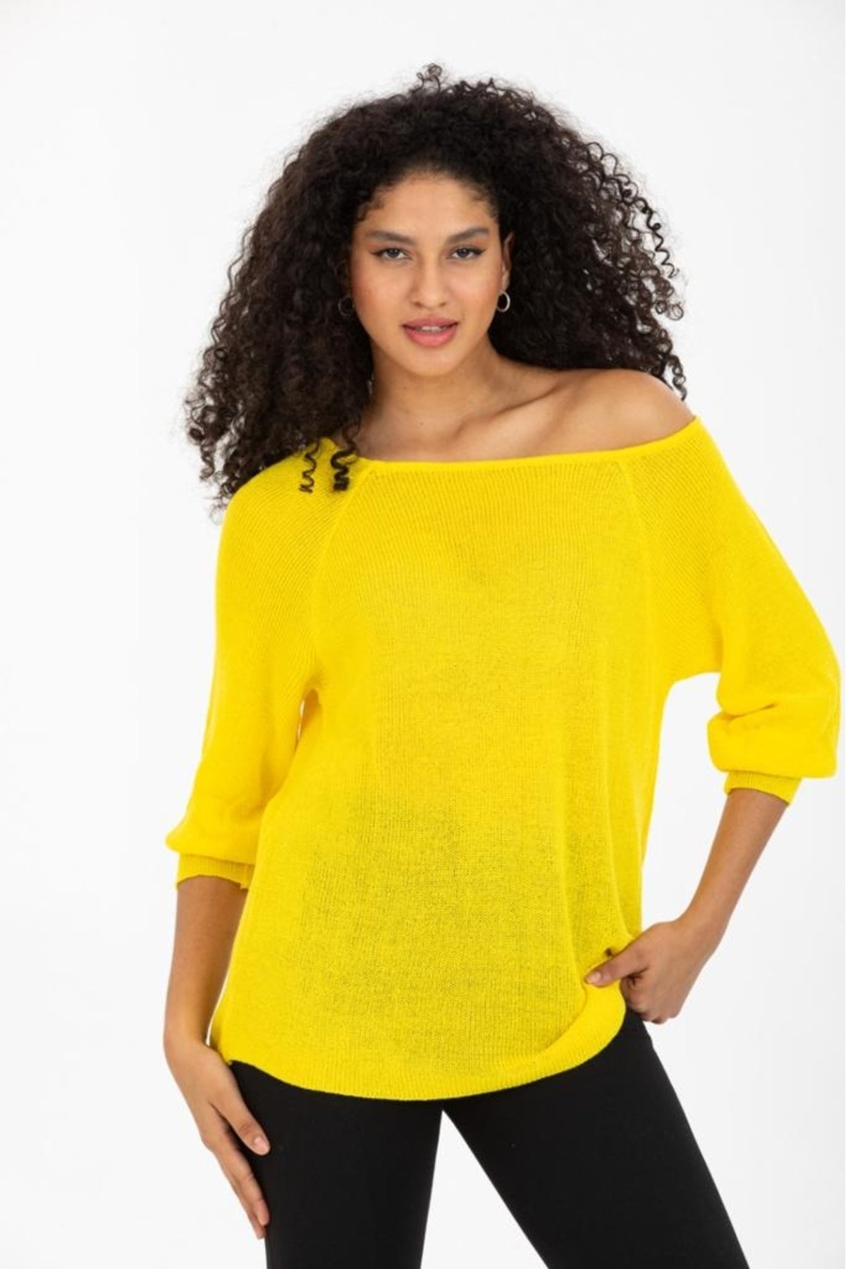 Kadın Giyim Bluz Triko Kazak Düşük Omuz Merserize Rahat Kalıp Örme Triko 3322