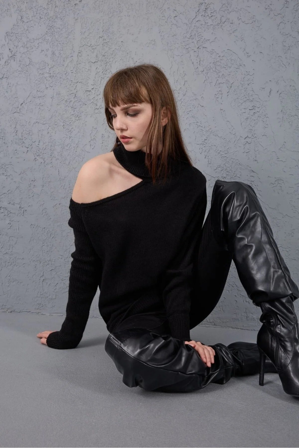 Kadın Triko Kazak Yumoş Omzu Açık Trend Yeni Yıl Kayak Rahat Kesim 6512