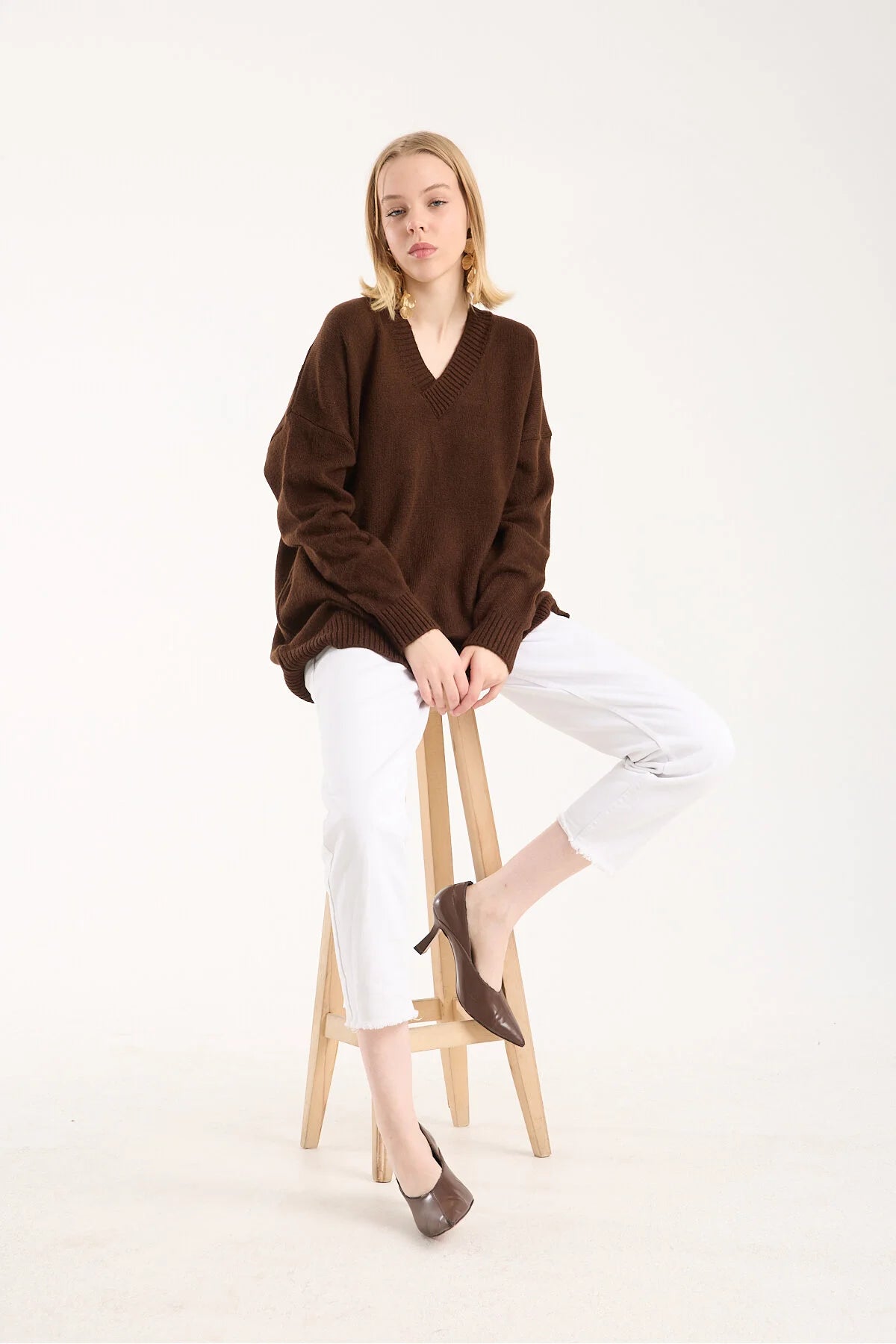 Yumoş ip düğmeli cepli kadın hırka 6517