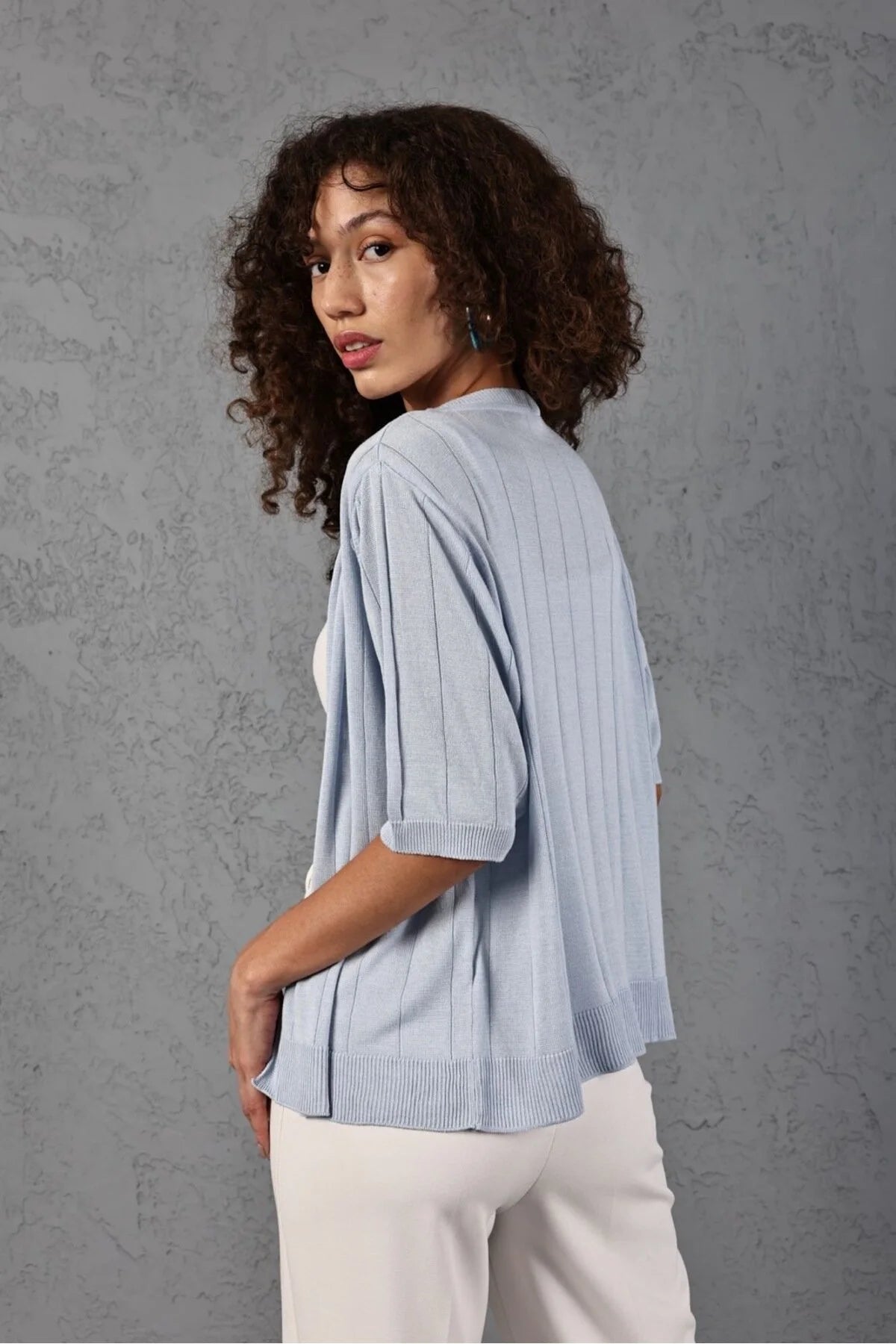 kadın triko hırka kısa kollu basic viskon tasarım trend moda 3426