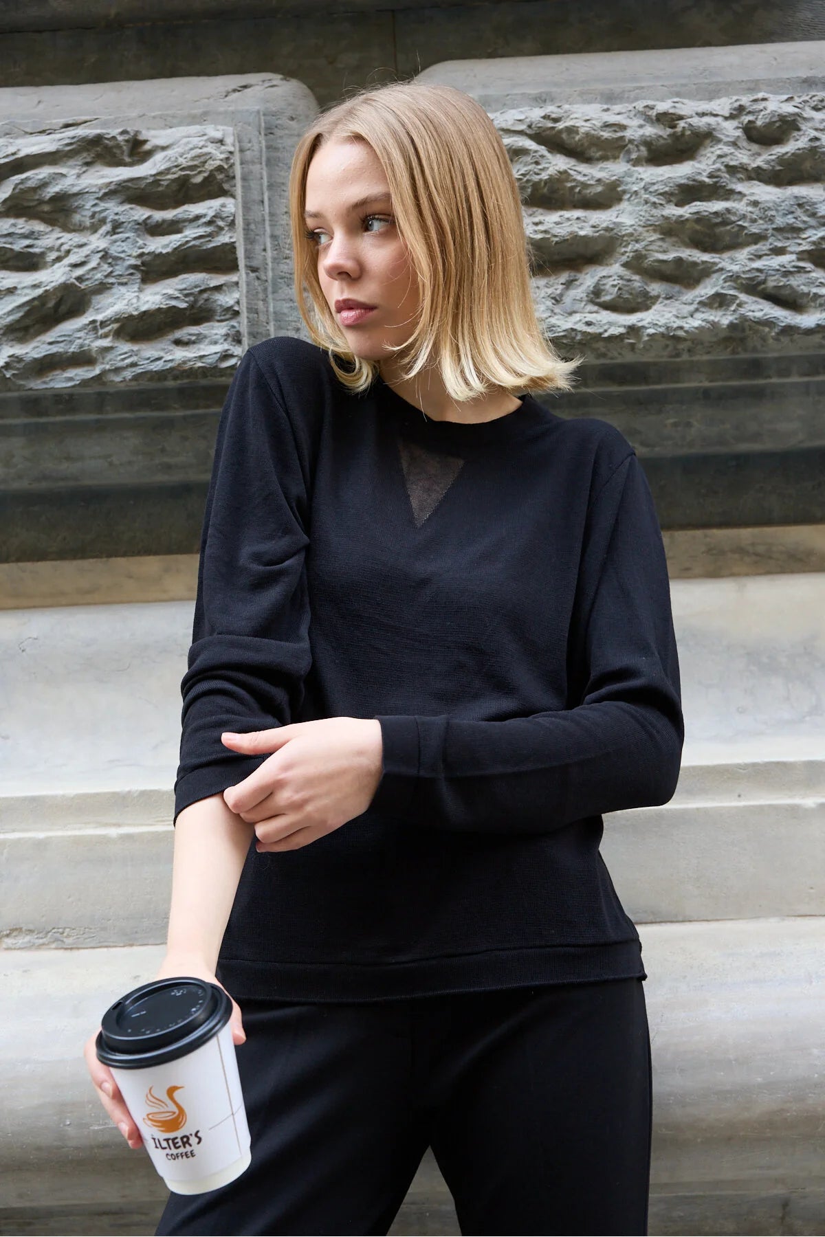 Kadın triko kazak yumuşak doku viskon ip bisiklet yaka 3551