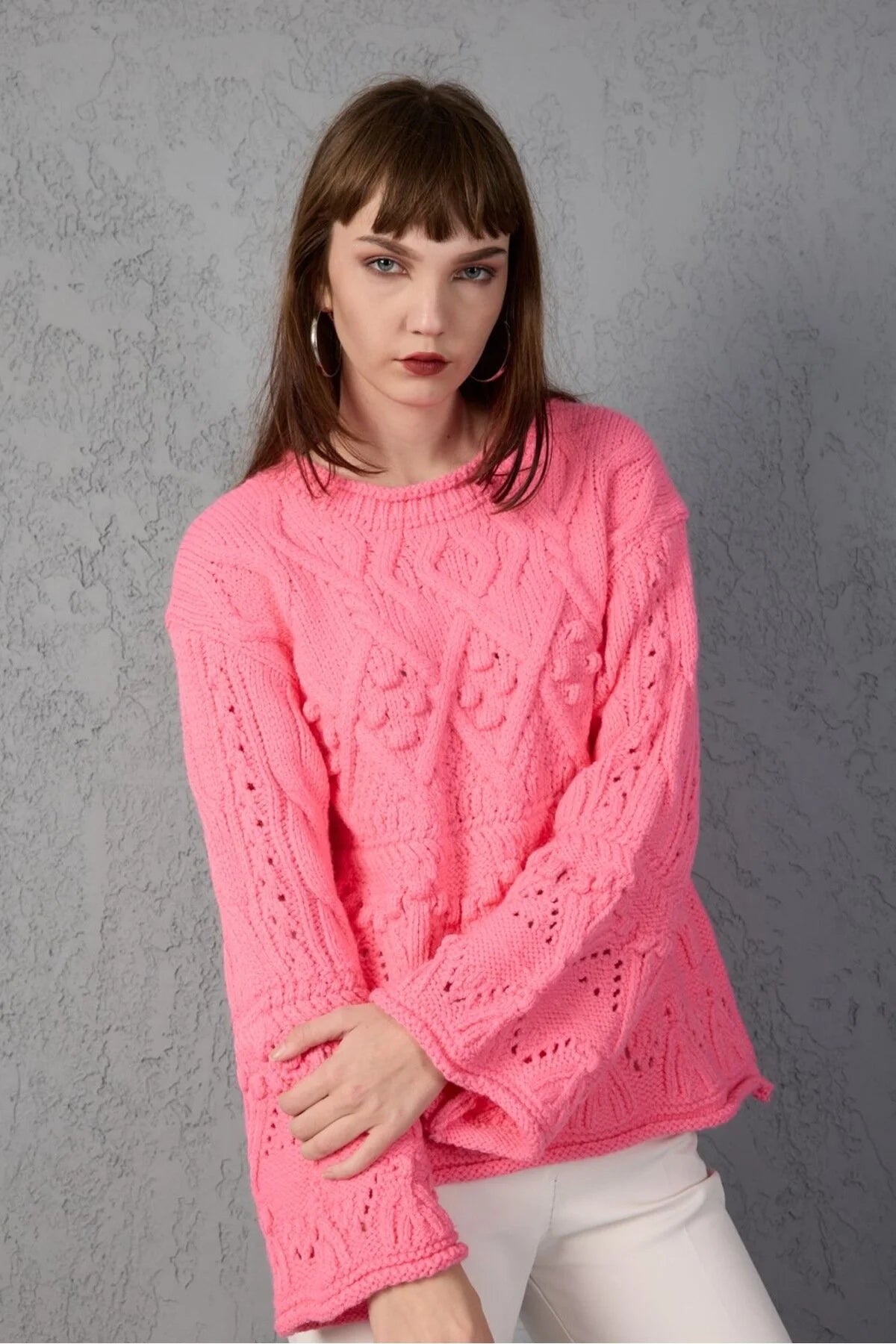 Kadın Triko Kazak Yumoş Kayak Stili Trend Spor Şık 3529