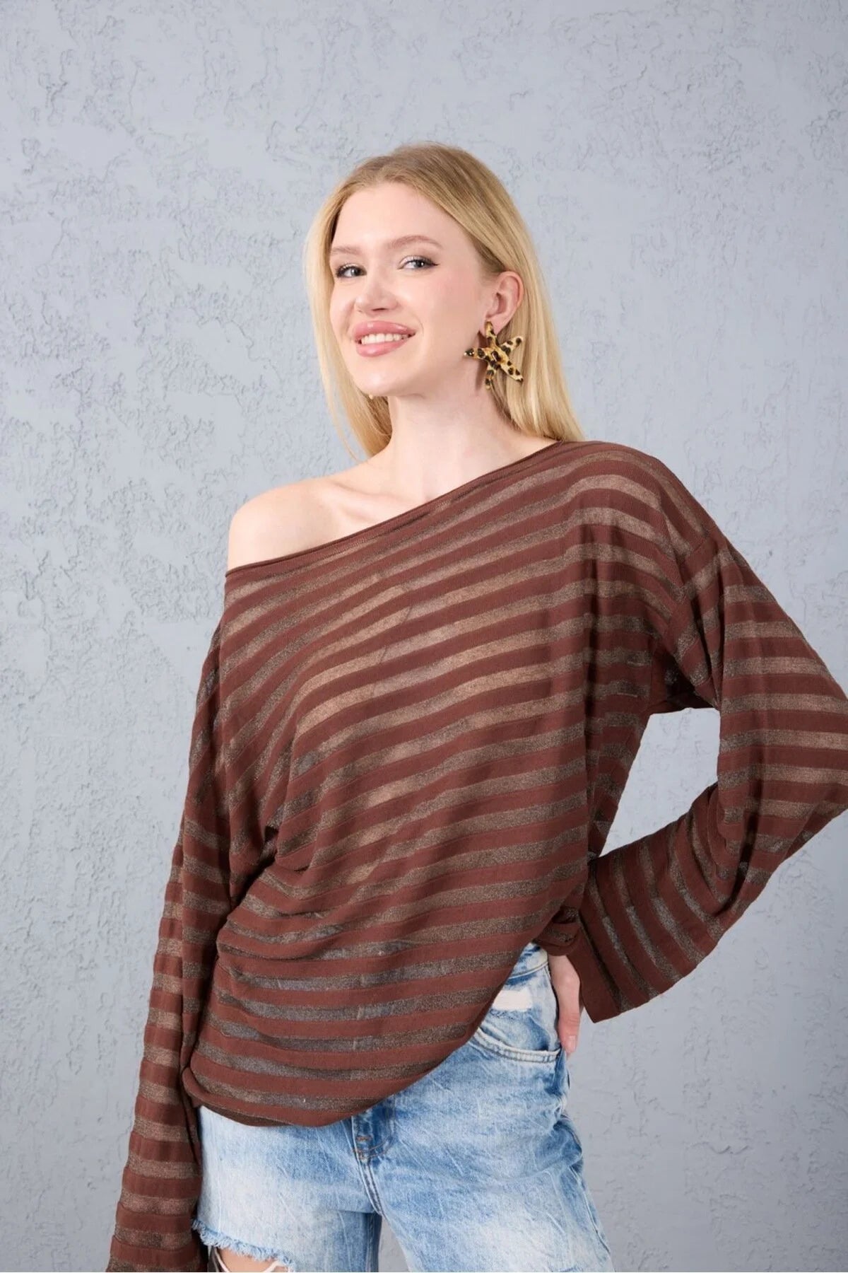 Kadın Triko Kazak Merserize Yumuşak Doku Transparan Şık Yeni Yıl Trend 3513