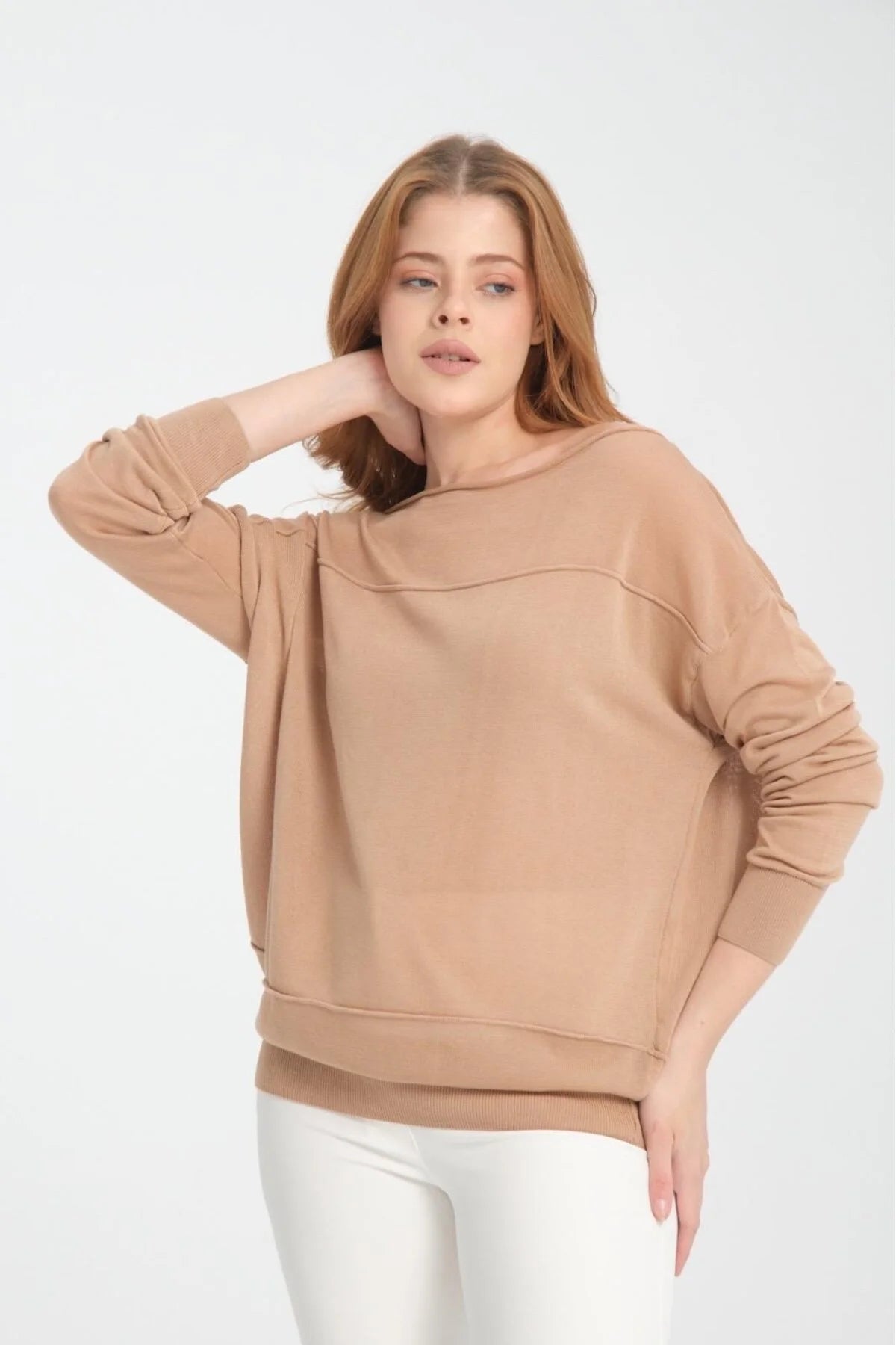 Kadın triko kazak Düşük Omuz İnce Viskon Triko Örme Kazak 8540