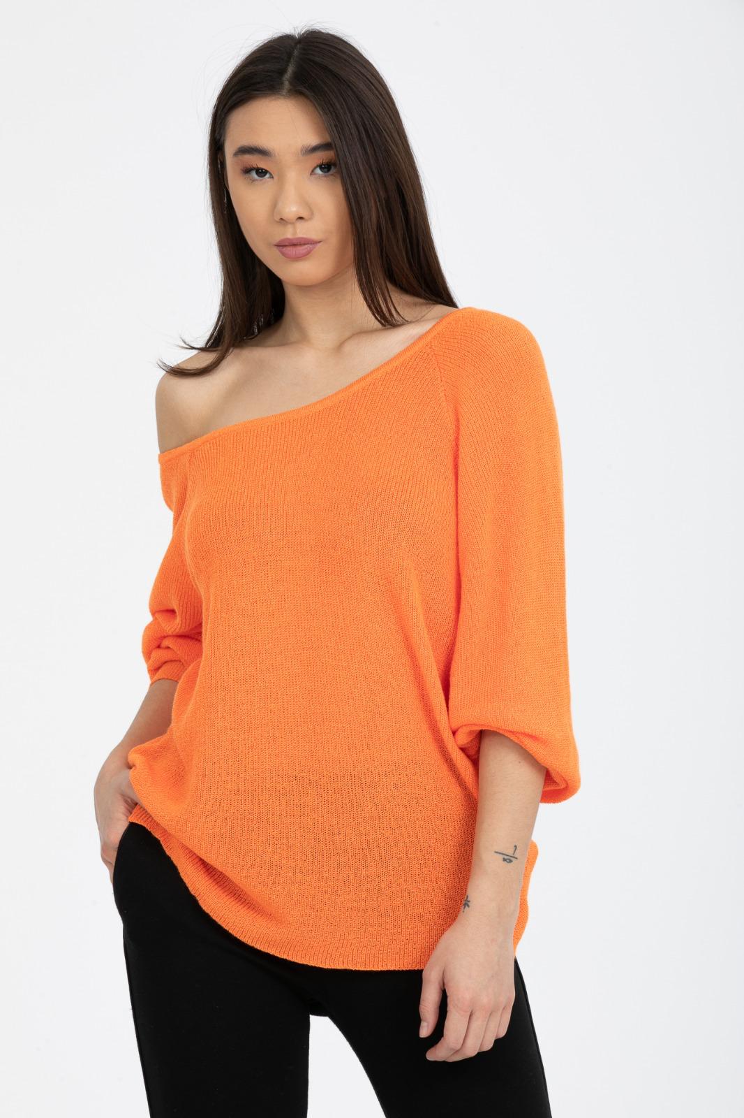 Kadın Giyim Bluz Triko Kazak Düşük Omuz Merserize Rahat Kalıp Örme Triko 3322