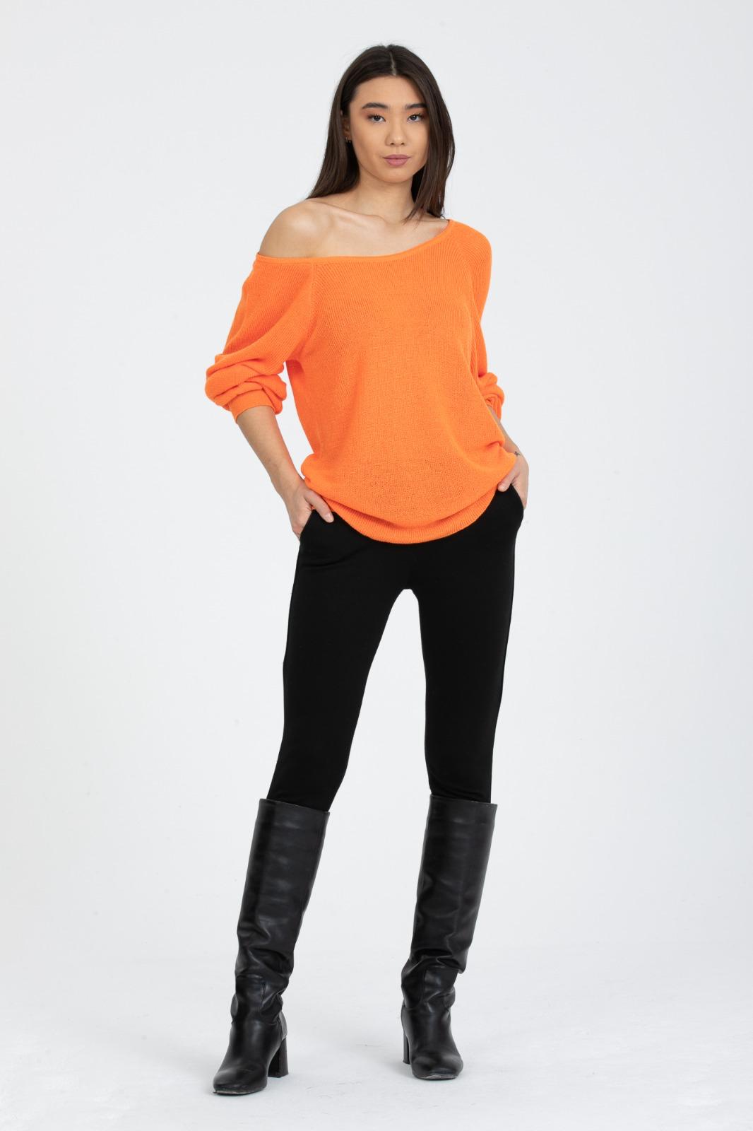 Kadın Giyim Bluz Triko Kazak Düşük Omuz Merserize Rahat Kalıp Örme Triko 3322