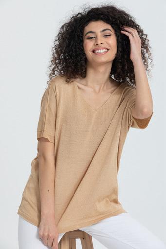 Kadın Triko Kazak Merserize V Yaka Basic Yumuşak Dokulu Rahat Kesim Ofis Stili 3347