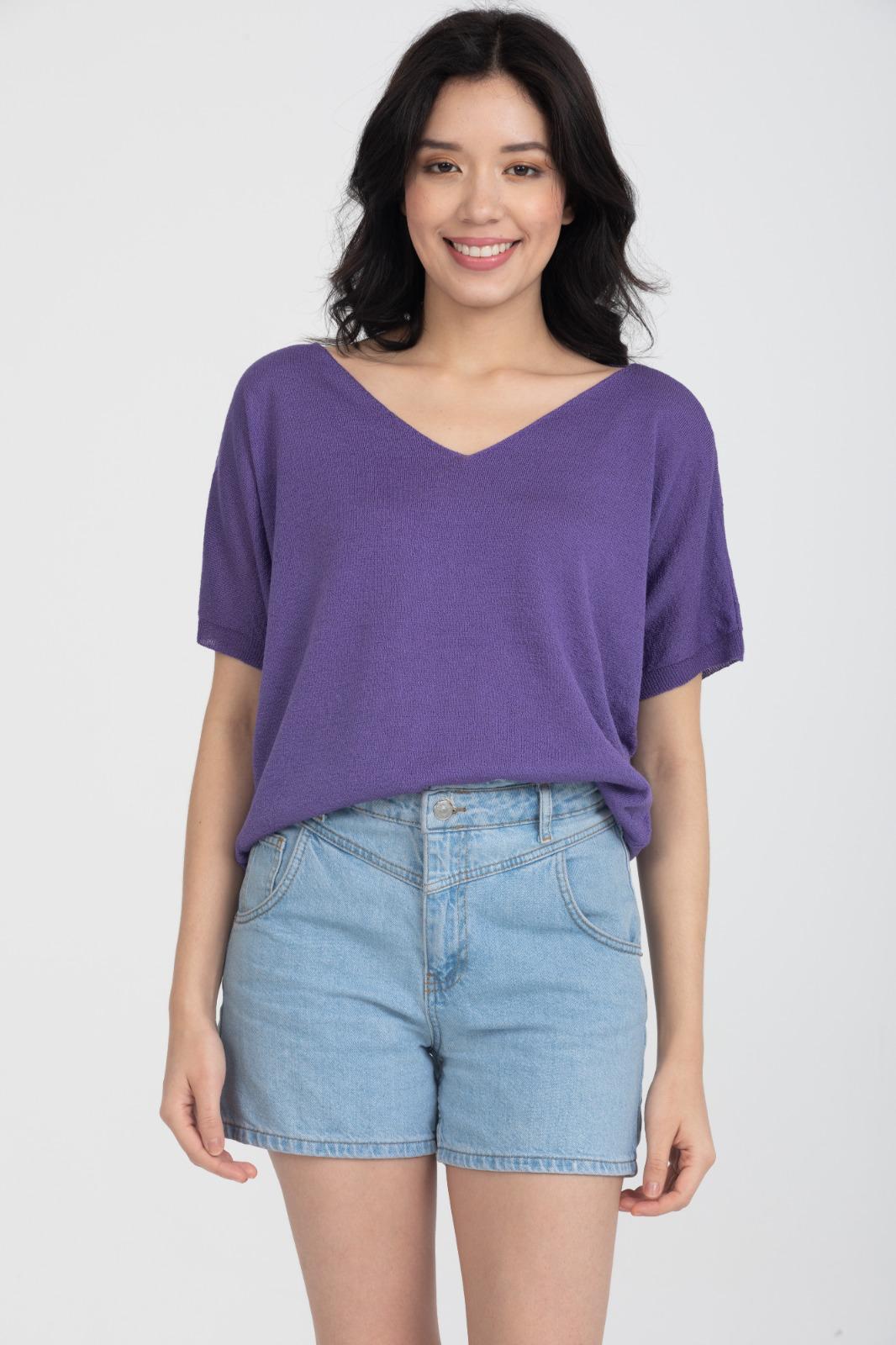 Kadın Triko Kazak Merserize V Yaka Basic Yumuşak Dokulu Rahat Kesim Ofis Stili 3347