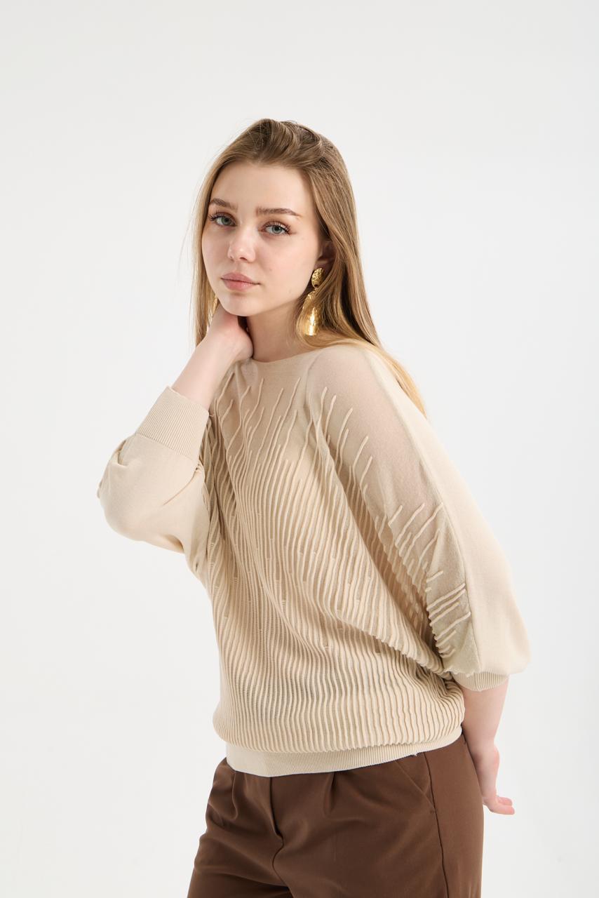Transparan İnce Yazlık Merserize Bluz 3553