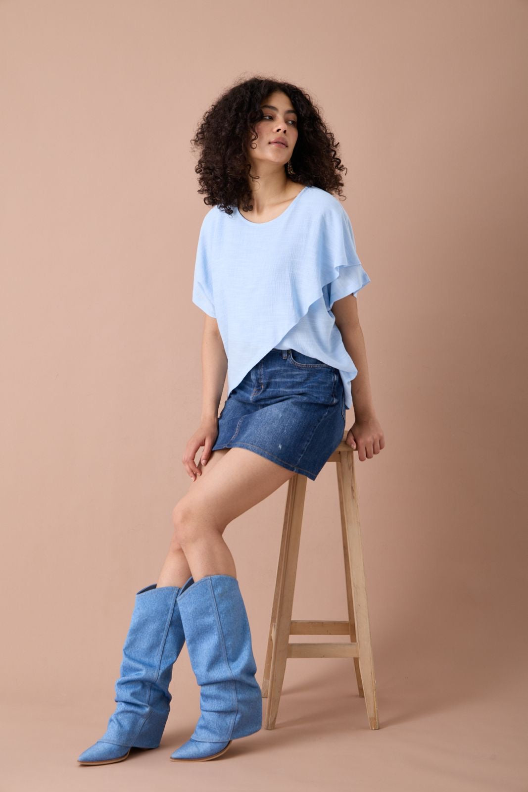 Asimetrik kesim bluz 5751