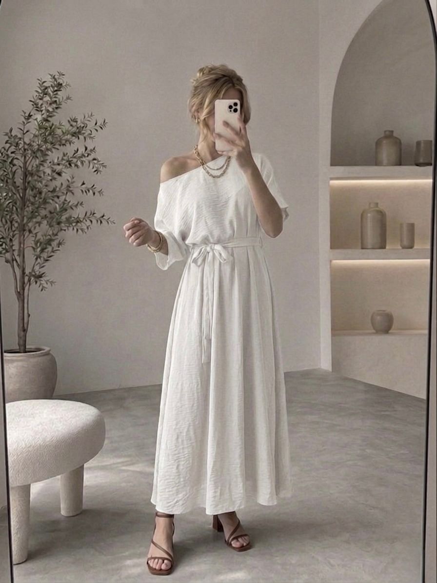 Kadın Keten Elbise 5735