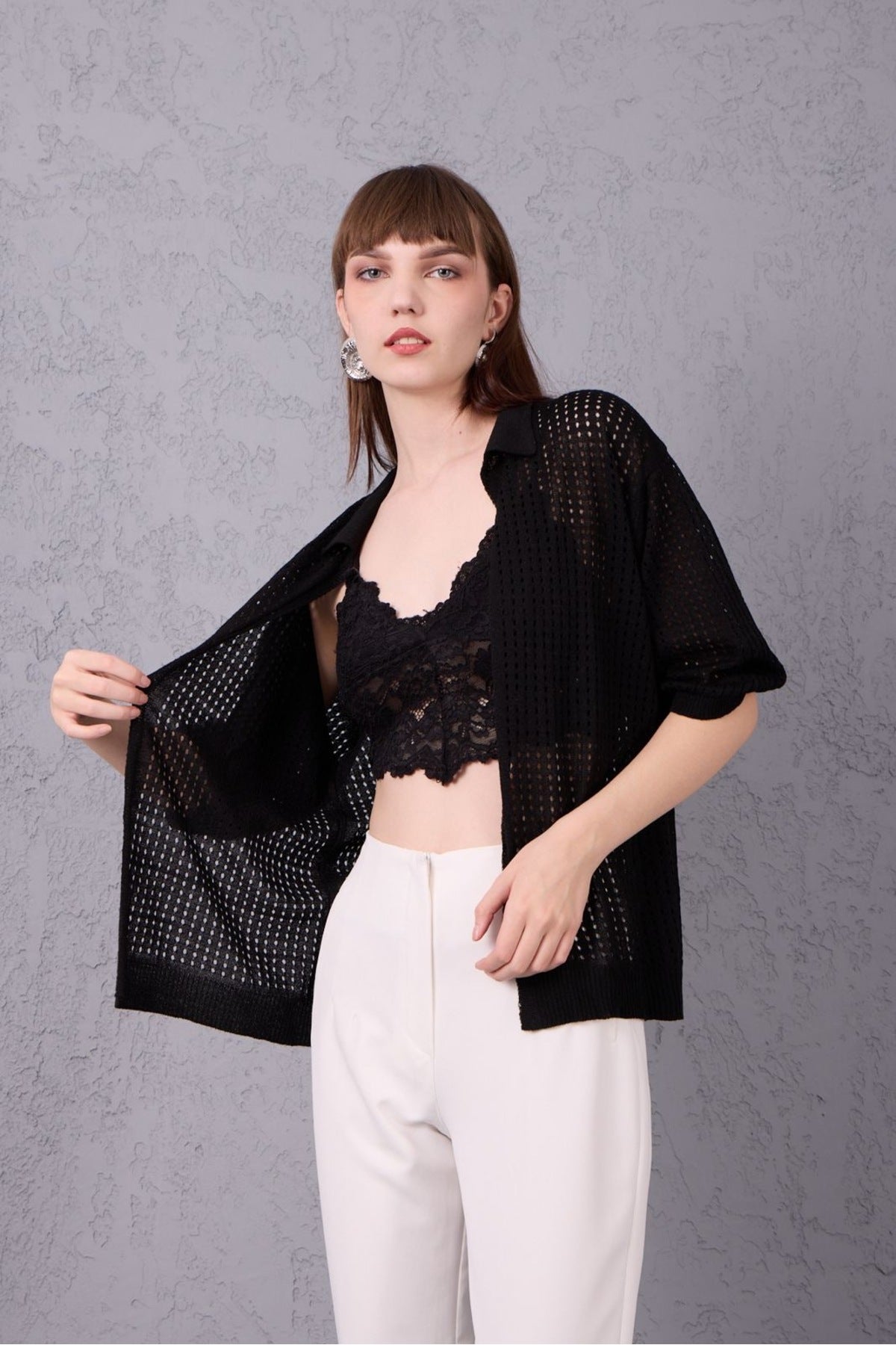 Kadın Triko Hırka Yumuşak Doku Trend Tasarım Merserize 3512