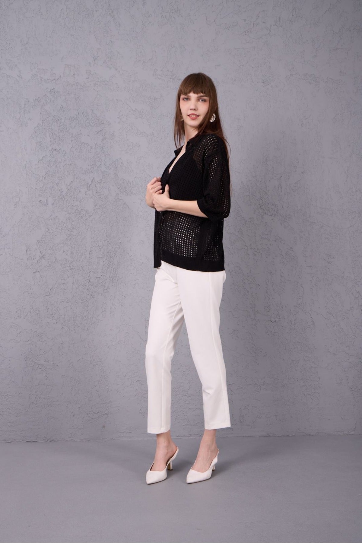 Kadın Triko Hırka Yumuşak Doku Trend Tasarım Merserize 3512