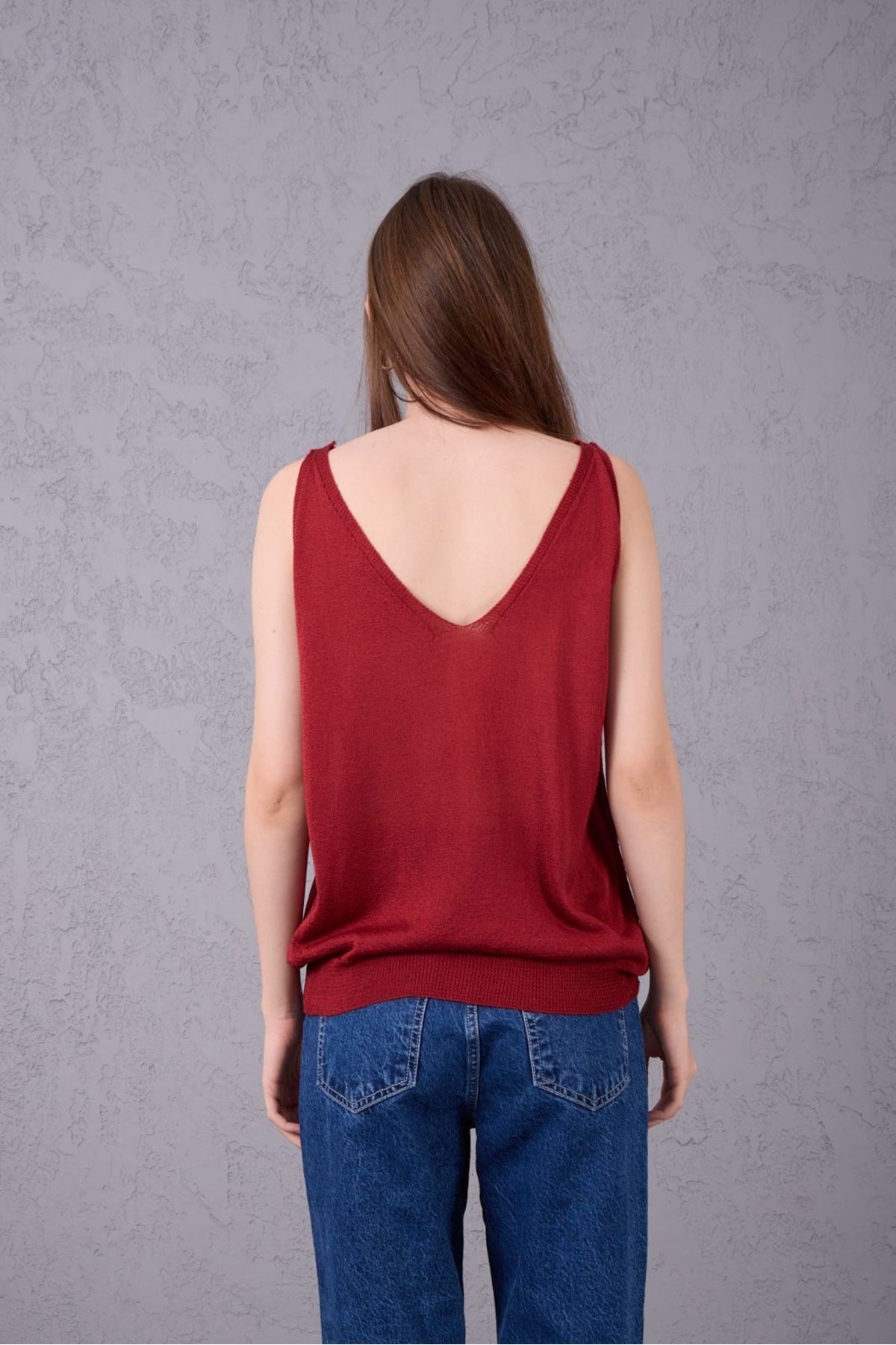 Kadın Atlet Merserize Rahat Kalıp Ön Ve Arka V Yaka Askılı Atlet 3360