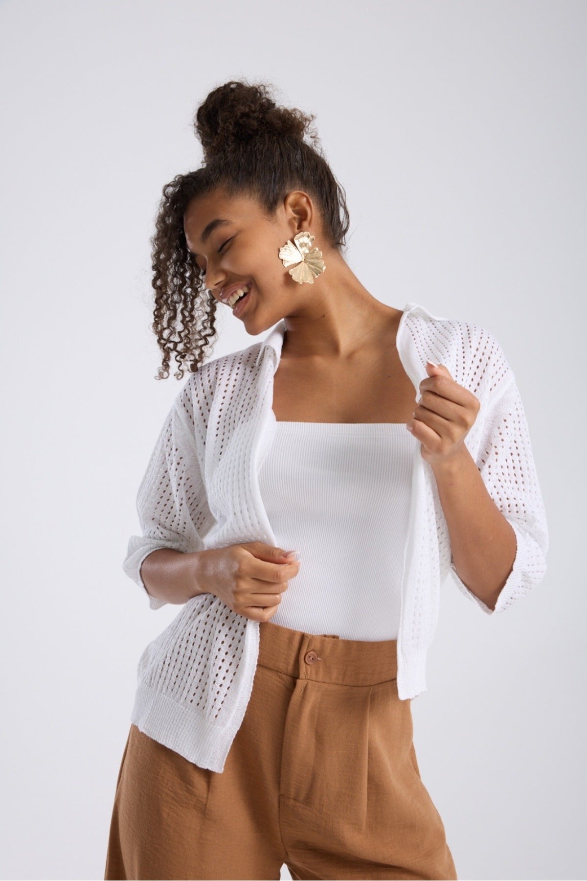 Kadın Triko Hırka Yumuşak Doku Trend Tasarım Merserize 3512