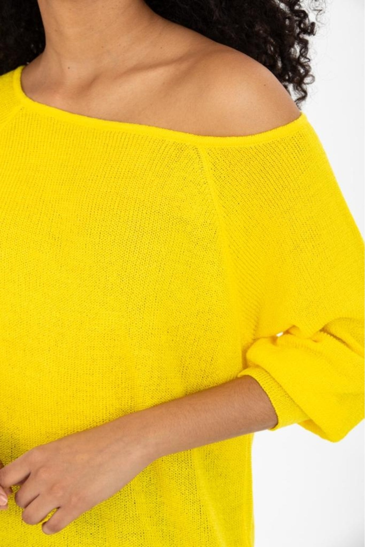 Kadın Giyim Bluz Triko Kazak Düşük Omuz Merserize Rahat Kalıp Örme Triko 3322