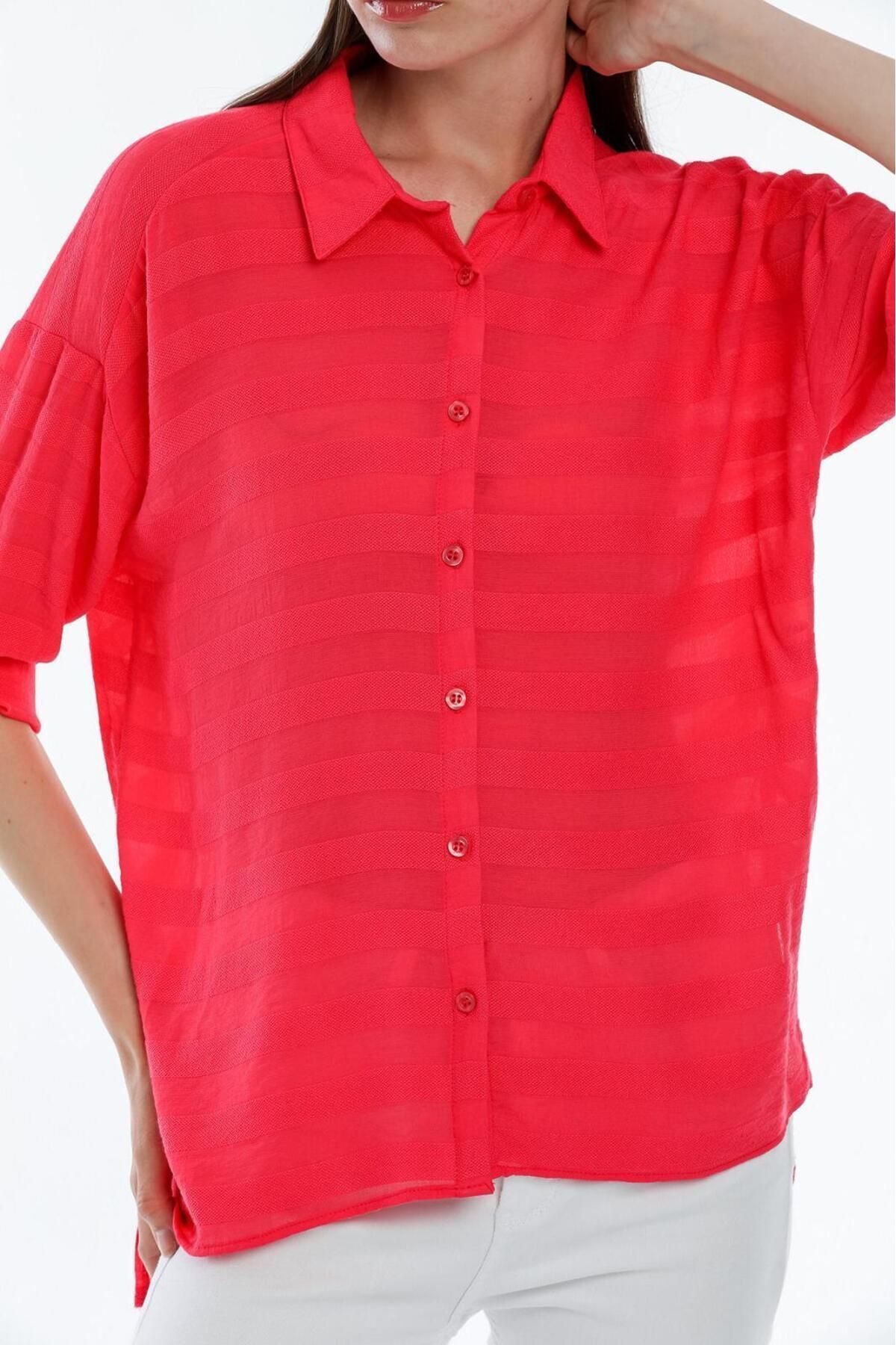 Kadın Giyim Gömlek Keten Görünümlü Bej Rengi Hafif Serin Tutan Yazlık Şıklık Rahat Kalıp 5180