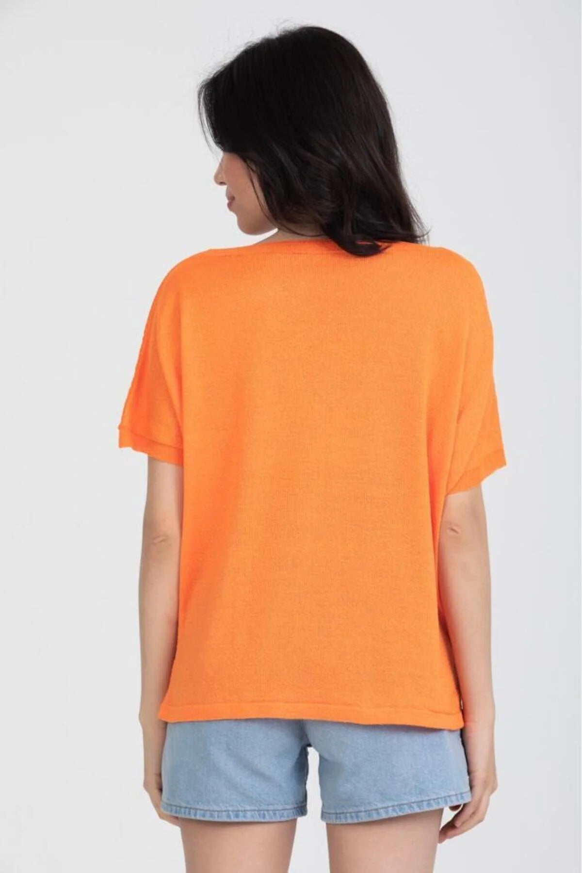 Kadın Triko Kazak Merserize V Yaka Basic Yumuşak Dokulu Rahat Kesim Ofis Stili 3347