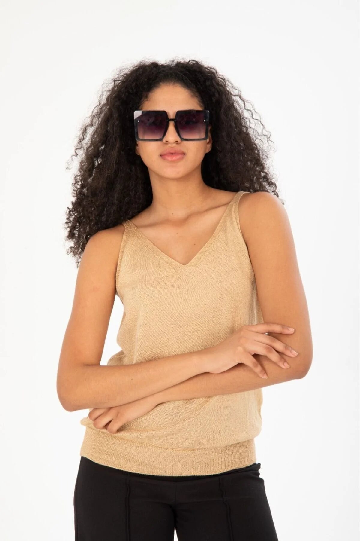 Kadın Atlet Merserize Rahat Kalıp Ön Ve Arka V Yaka Askılı Atlet 3360