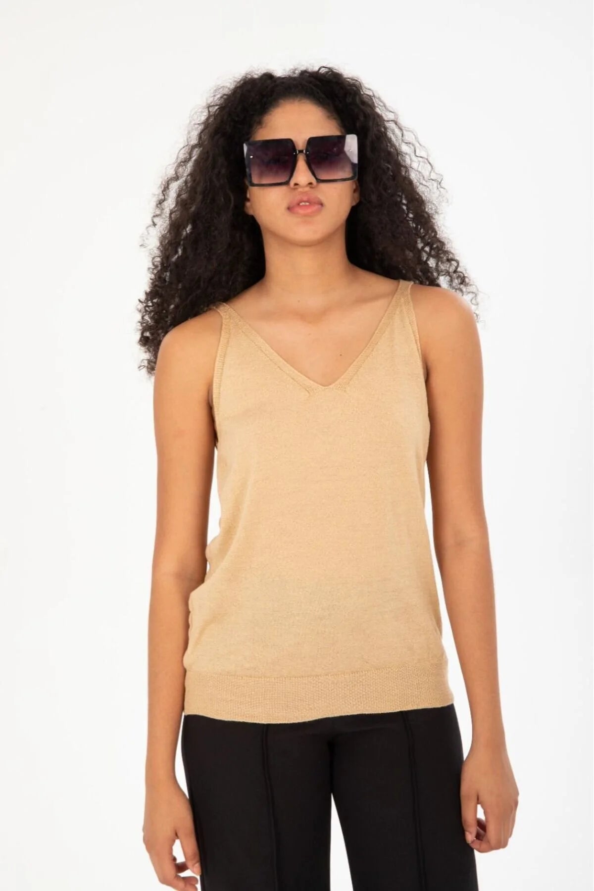 Kadın Atlet Merserize Rahat Kalıp Ön Ve Arka V Yaka Askılı Atlet 3360