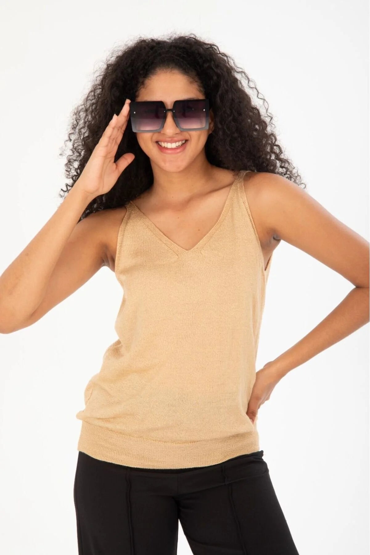 Kadın Atlet Merserize Rahat Kalıp Ön Ve Arka V Yaka Askılı Atlet 3360