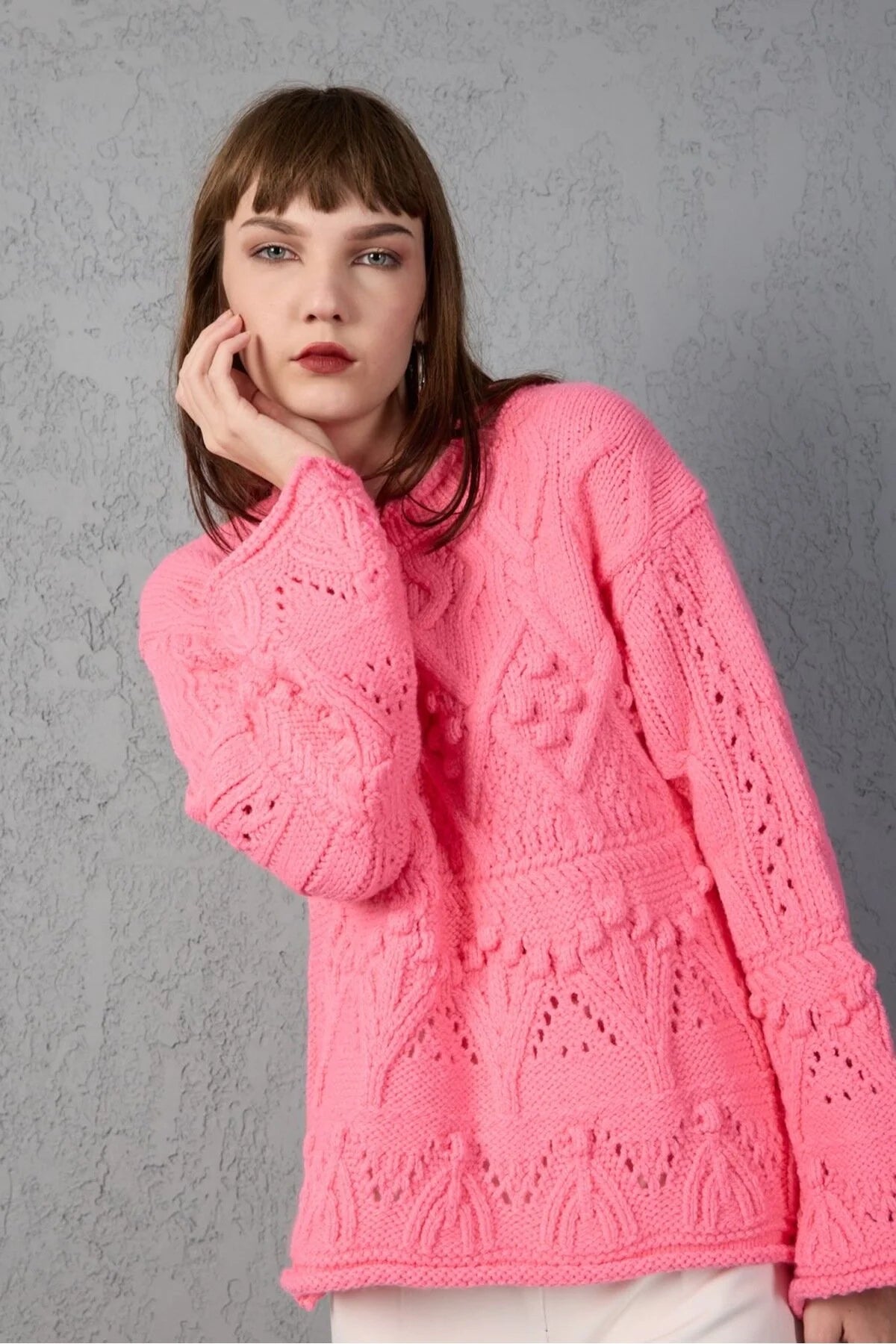 Kadın Triko Kazak Yumoş Kayak Stili Trend Spor Şık 3529