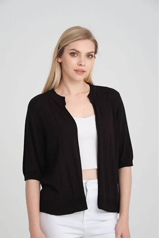 kadın triko hırka kısa kollu basic viskon tasarım trend moda 3426