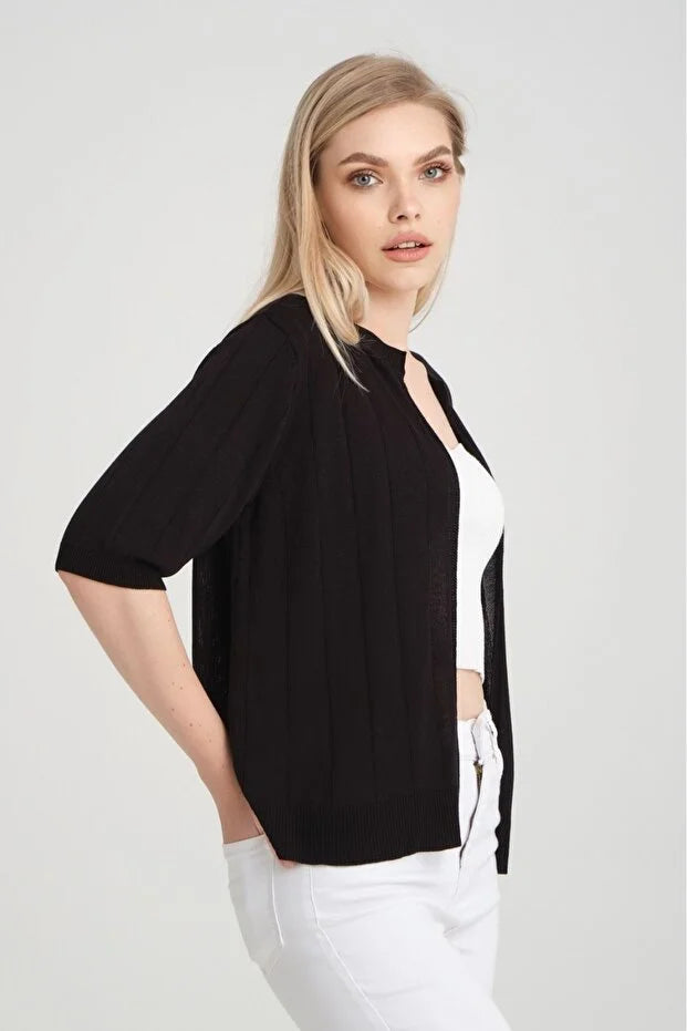 kadın triko hırka kısa kollu basic viskon tasarım trend moda 3426