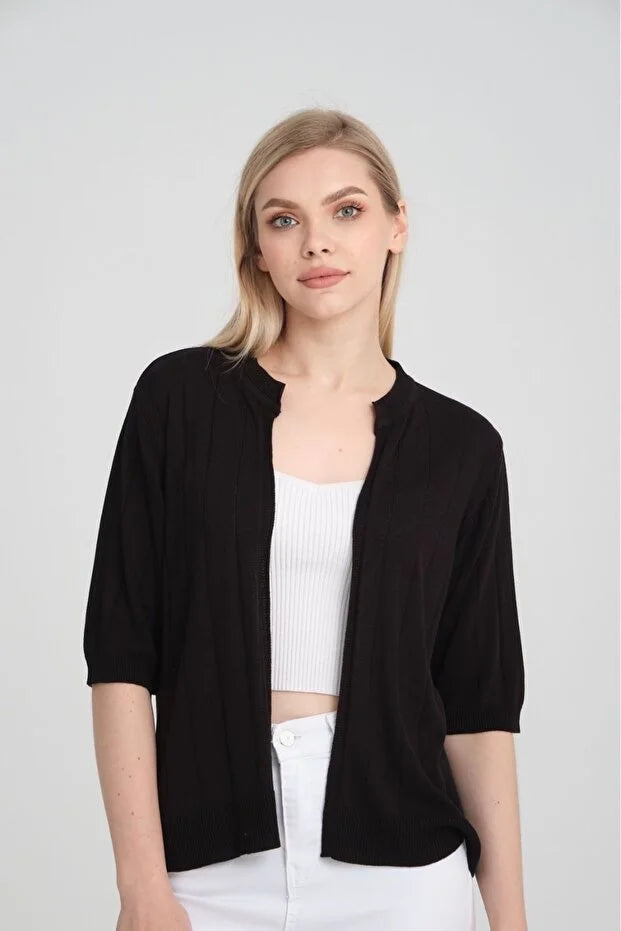 kadın triko hırka kısa kollu basic viskon tasarım trend moda 3426