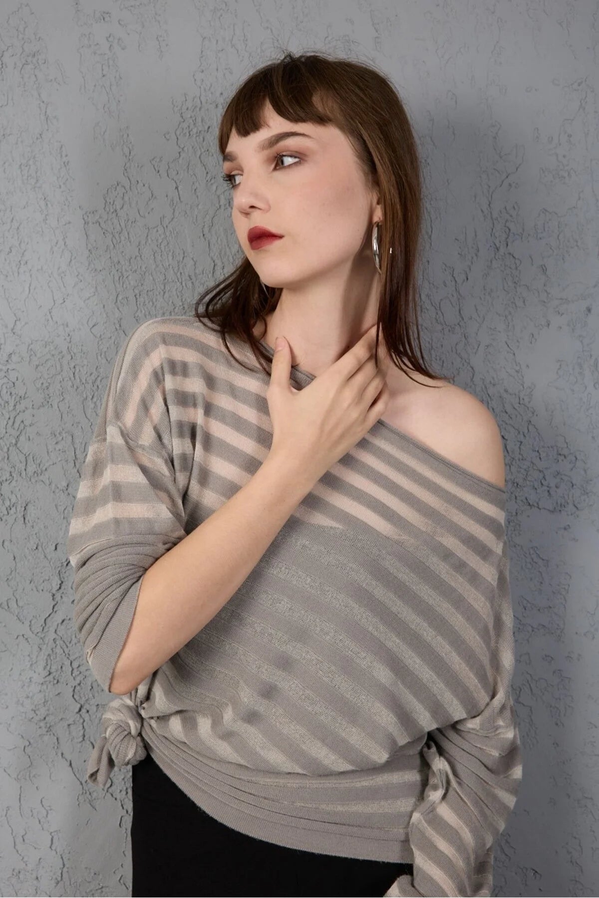 Kadın Triko Kazak Merserize Yumuşak Doku Transparan Şık Yeni Yıl Trend 3513