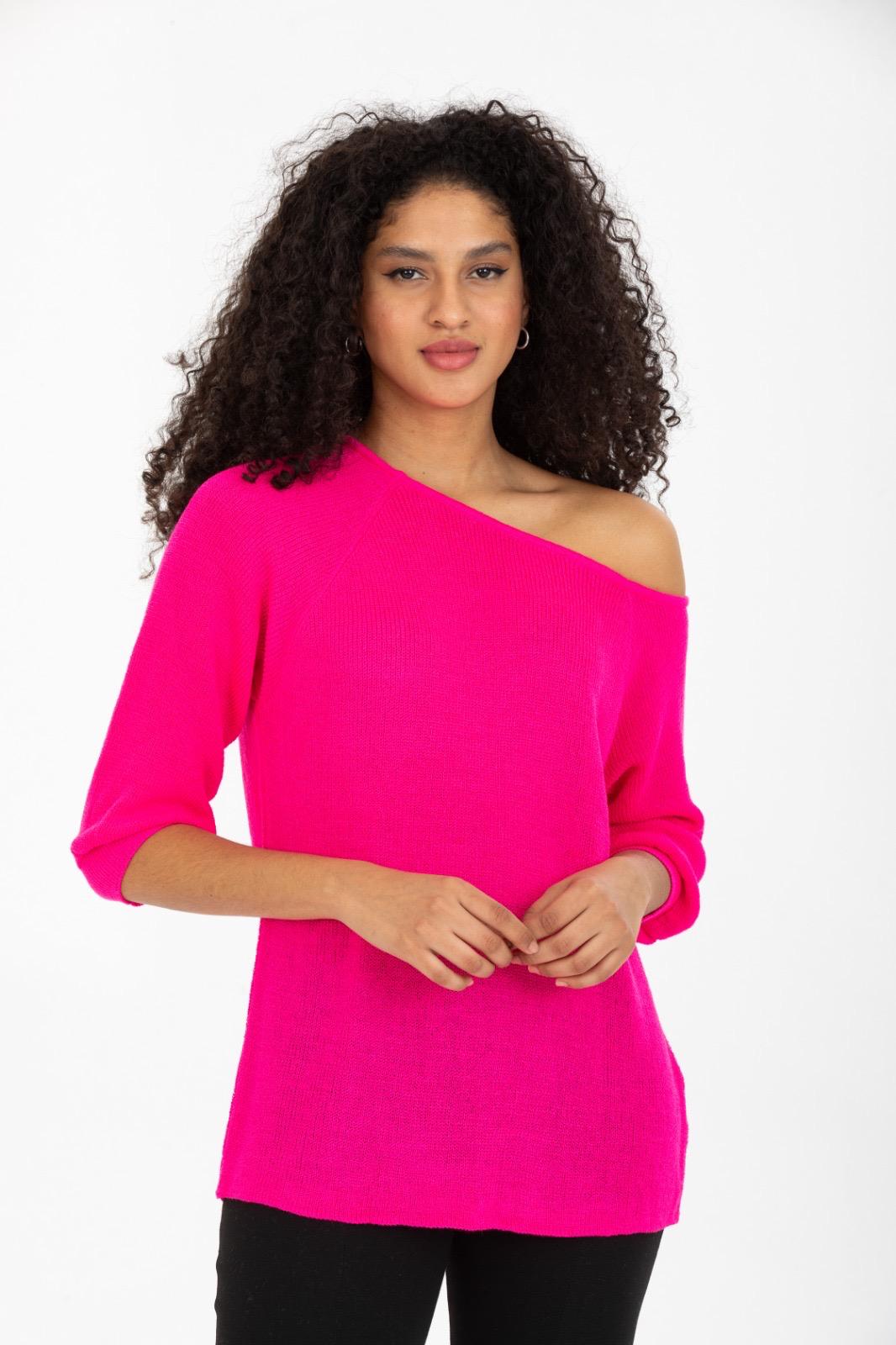 Kadın Giyim Bluz Triko Kazak Düşük Omuz Merserize Rahat Kalıp Örme Triko 3322