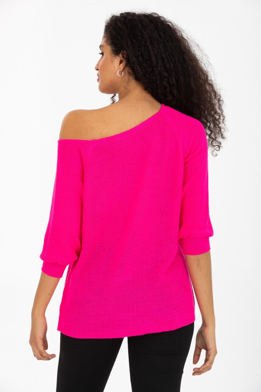 Kadın Giyim Bluz Triko Kazak Düşük Omuz Merserize Rahat Kalıp Örme Triko 3322