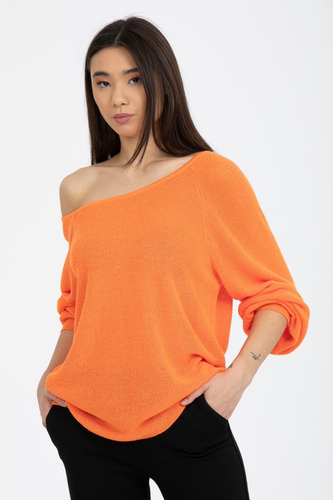 Kadın Giyim Bluz Triko Kazak Düşük Omuz Merserize Rahat Kalıp Örme Triko 3322