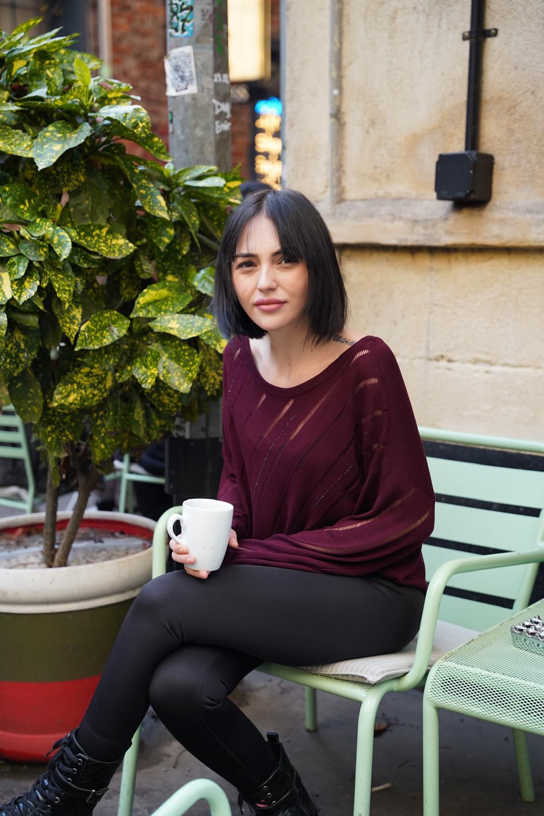 Kadın triko kazak yumuşak doku viskon ip geniş yaka 3514