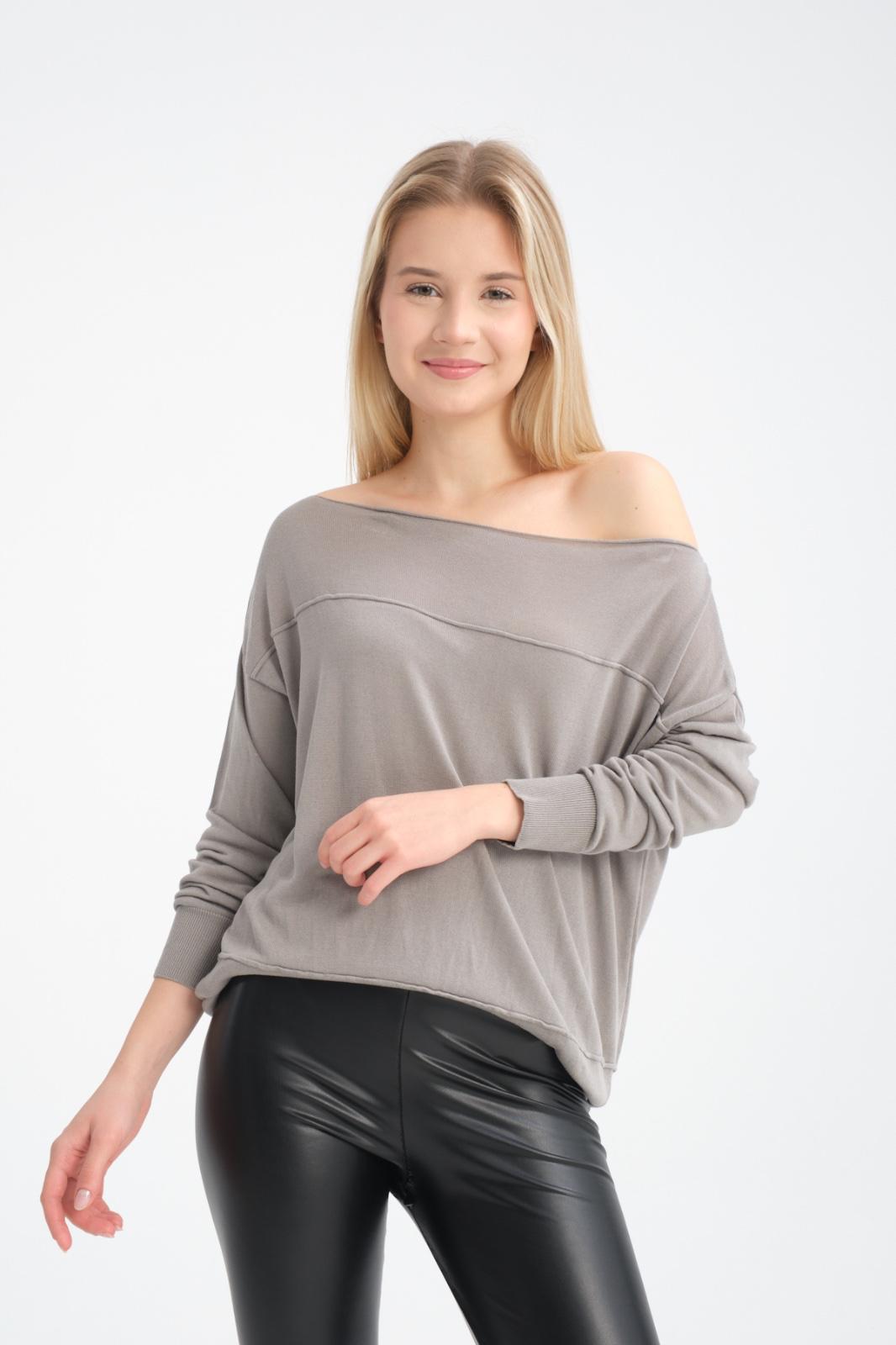 Kadın triko kazak Düşük Omuz İnce Viskon Triko Örme Kazak 8540