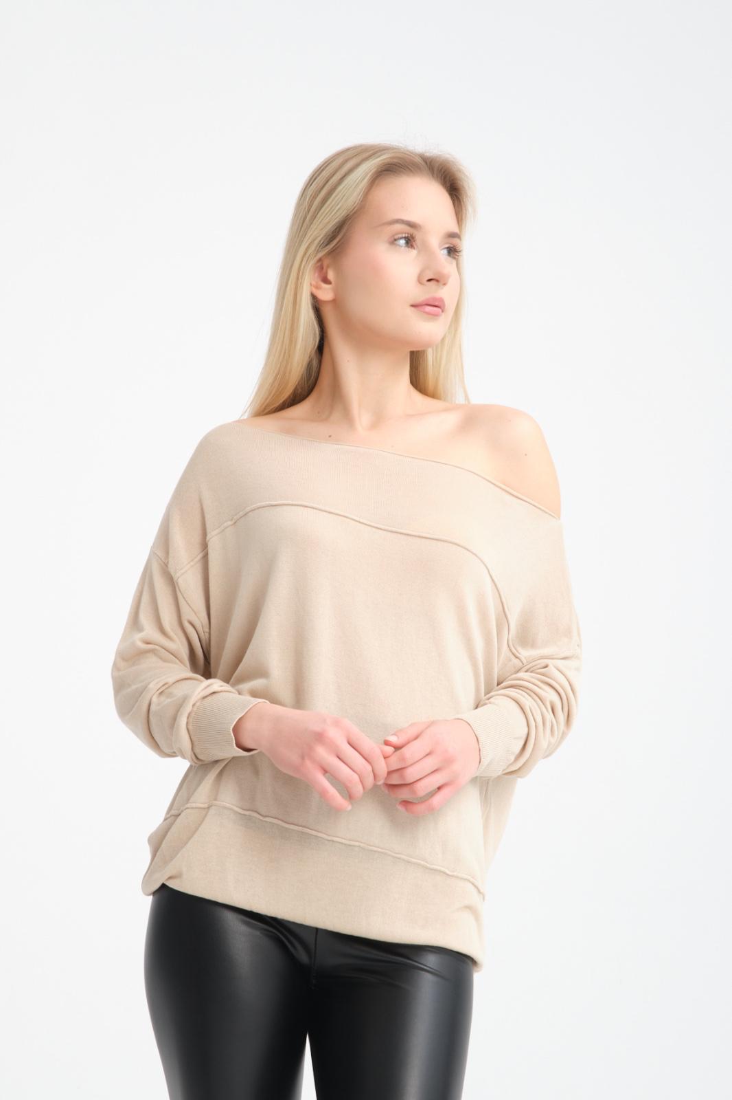 Kadın triko kazak Düşük Omuz İnce Viskon Triko Örme Kazak 8540