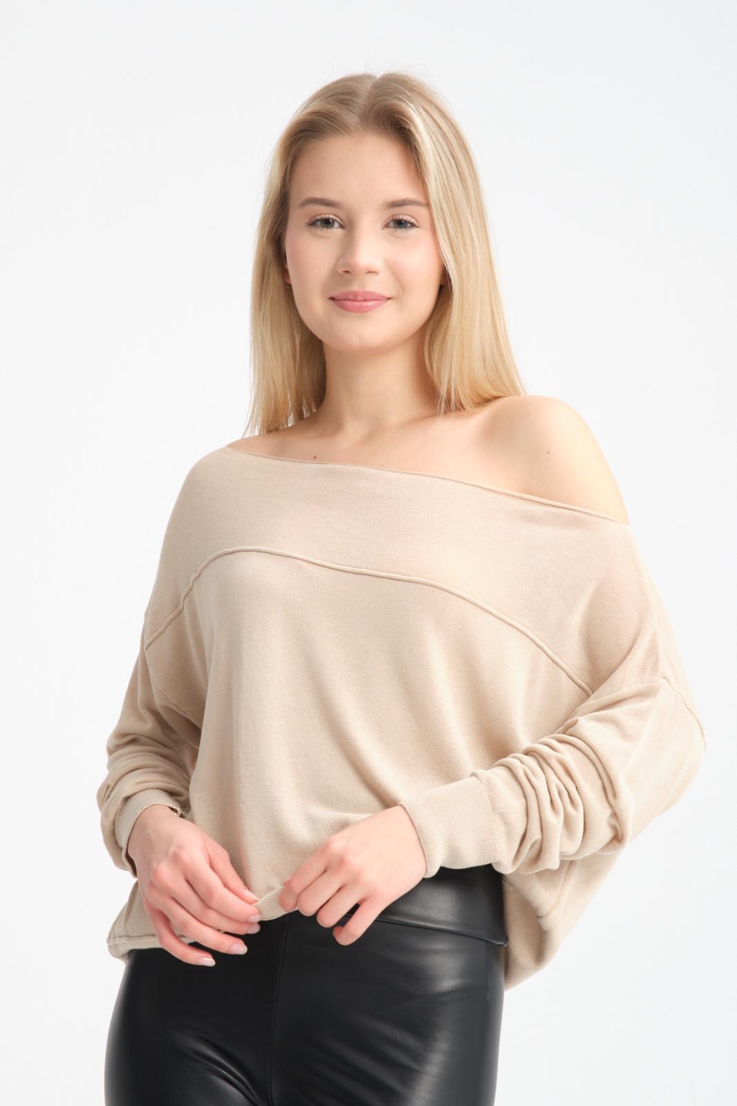 Kadın triko kazak Düşük Omuz İnce Viskon Triko Örme Kazak 8540