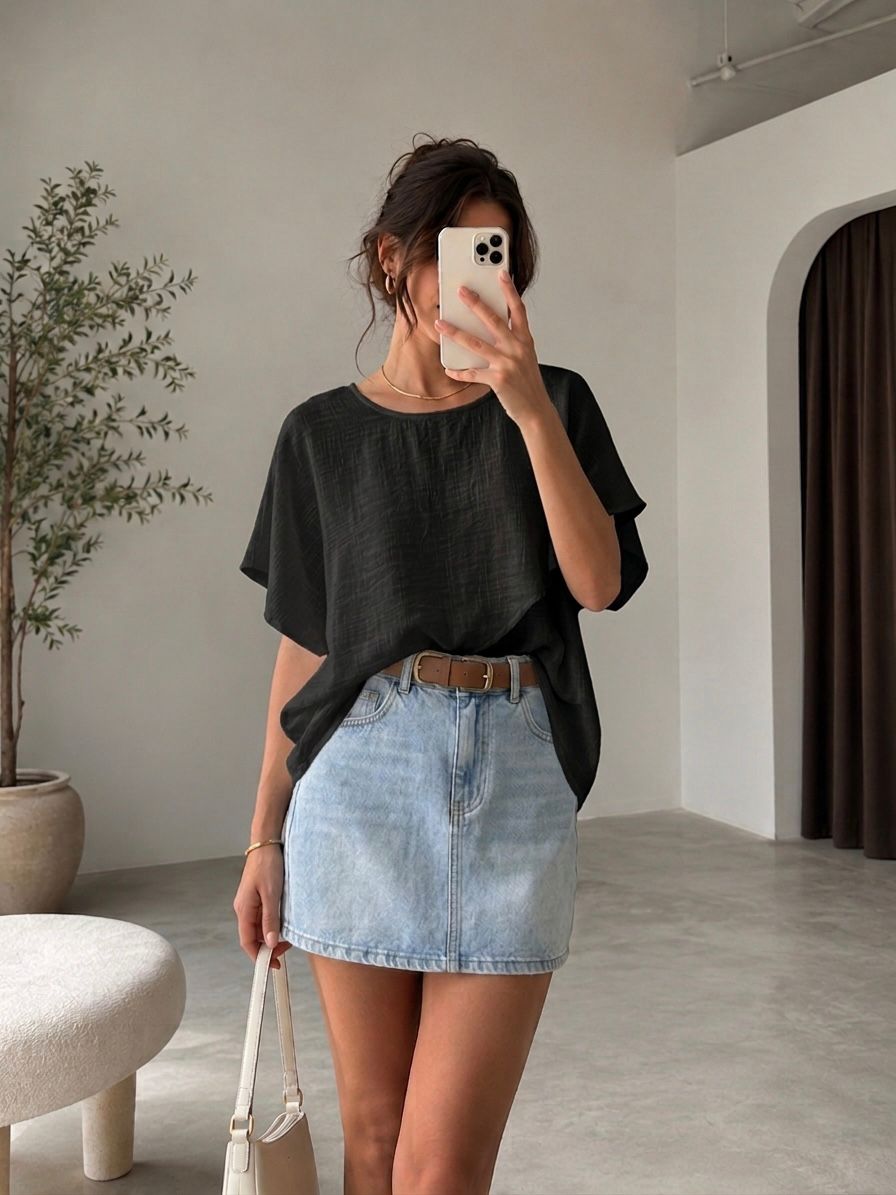Asimetrik kesim bluz 5751